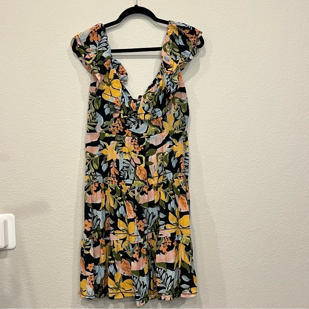 SAYLOR Karalyn Dress Babydoll Tropical Floral Ruffle Mini Dress Size Large - Picture 3 of 9